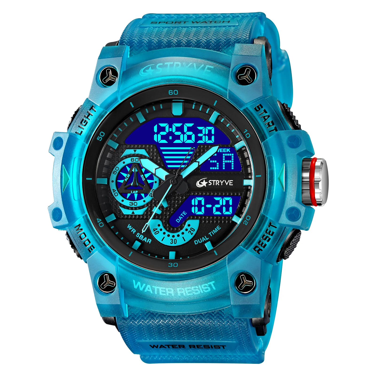 New STRYVE Watch 8029 Popular Men\'s Watch Good Quality Analog-Digital Dual Movement Luminous Calendar Waterproof Sports Watches