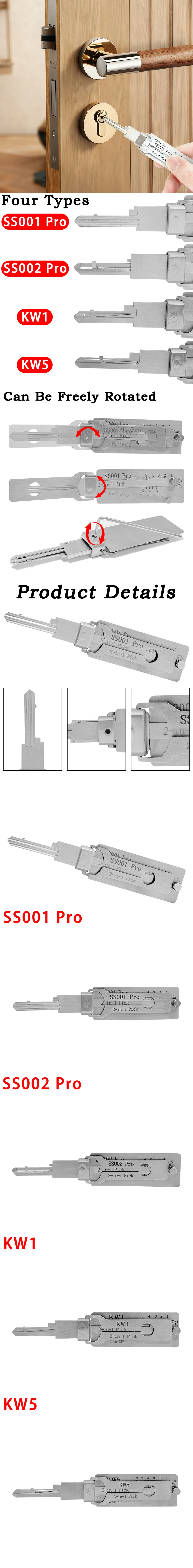 SS001Pro SS002Pro Decoder Tragbarer Schlüssel 2-in-1 Edelstahlschlüssel SS001Pro Schlosserwerkzeuge Schlüssel SS002Pro Schlüssel-Decoder mit geradem Schlitz – Detail 1