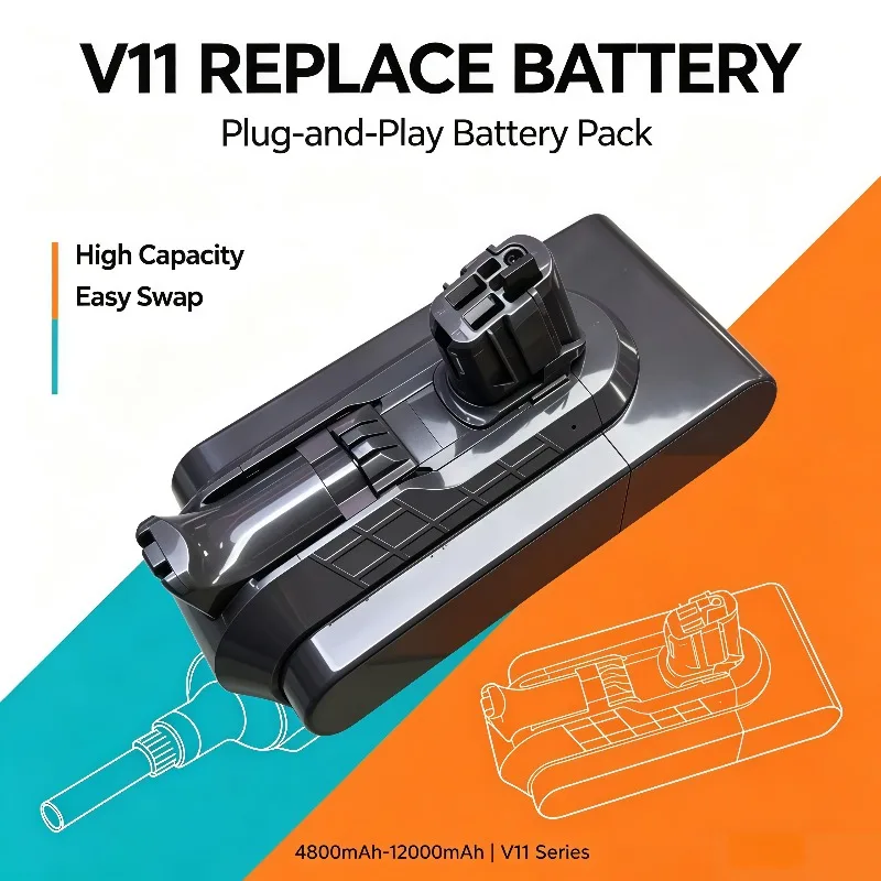 Replacement Vacuum Battery 4800Mah‑12800Mah For  Torque Drive Extra V11 Complete Extra V11 Fluffy Extra V11 Animal V15
