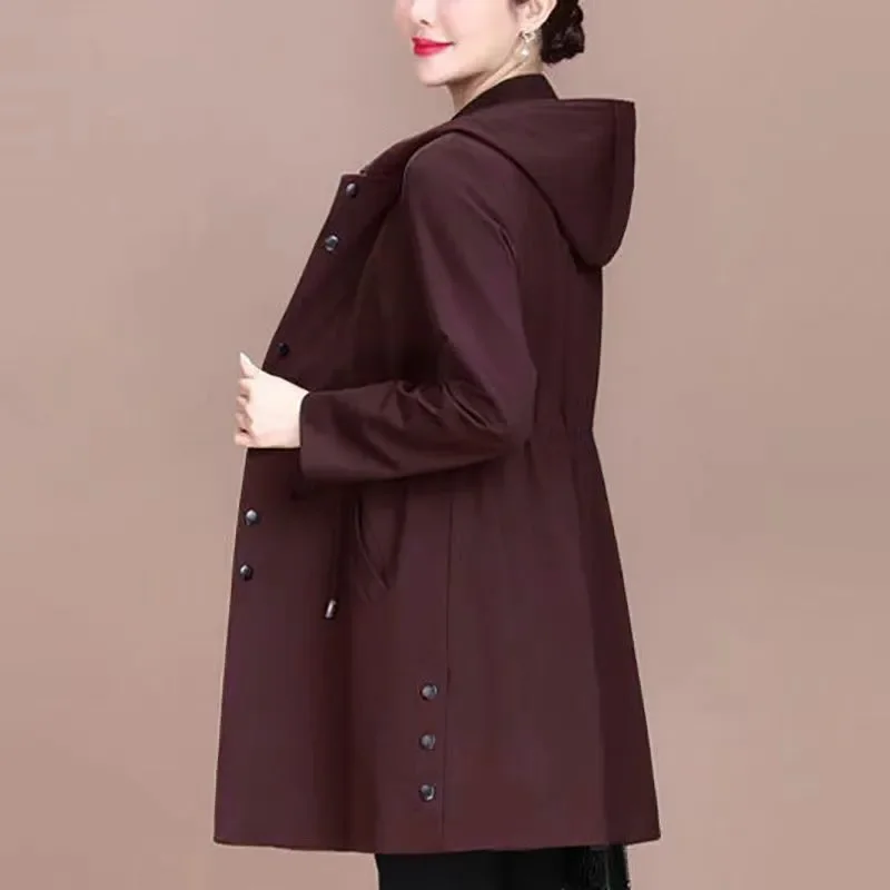 

Chic Casual Trenchcoat Jacket Women's Overcoat Spring Autumn New Fashion Slim Lace-up Elegant Medium Long Windbreakers Coat