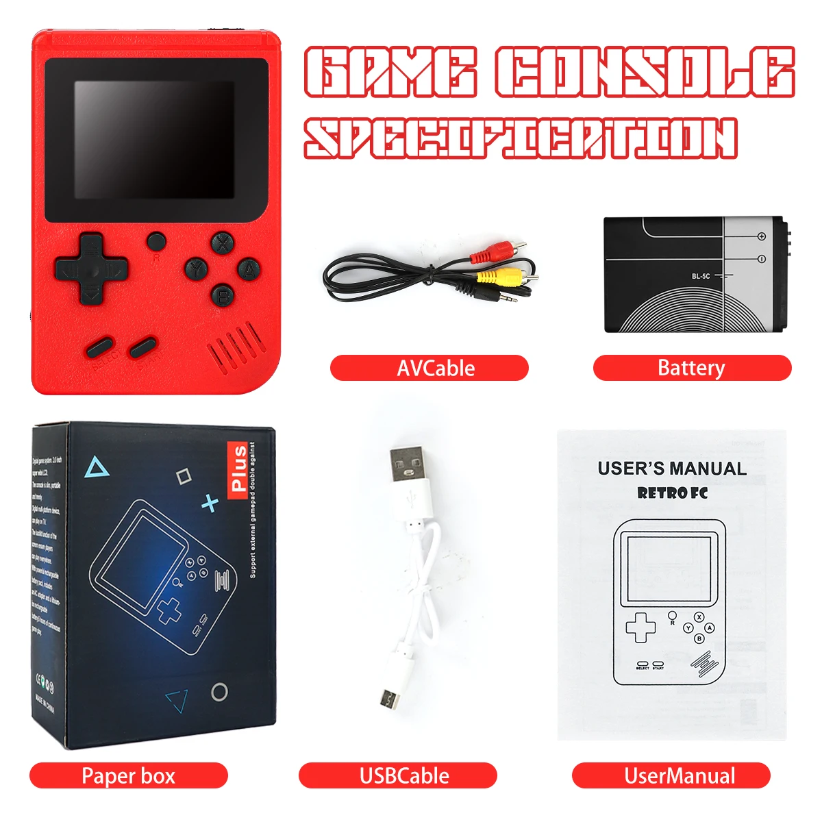Multiple colors Retro Classic Games Children's Handheld Small Game Console Hundreds Of Game Charging Can Connected To The TV