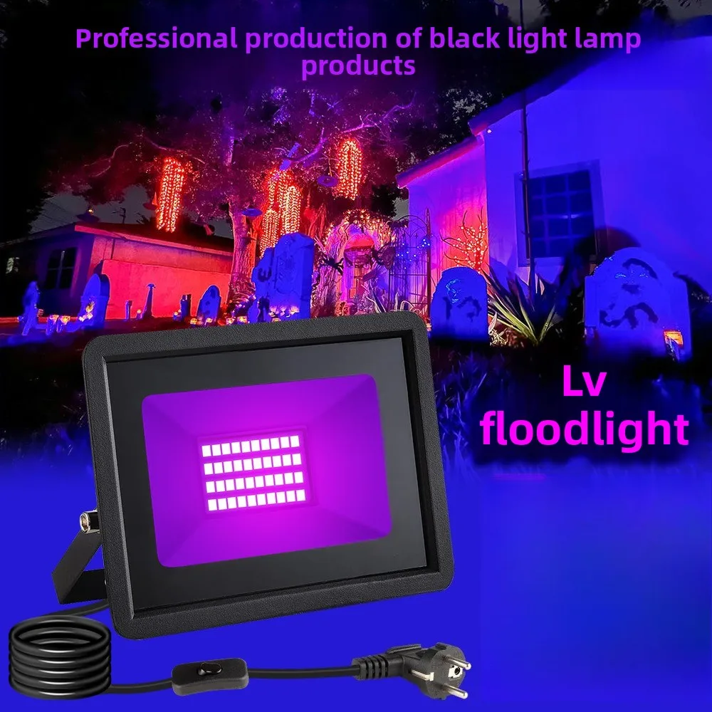 

LED purple flood light ultra-thin waterproof graphene usb curing light party fluorescent UV flood light