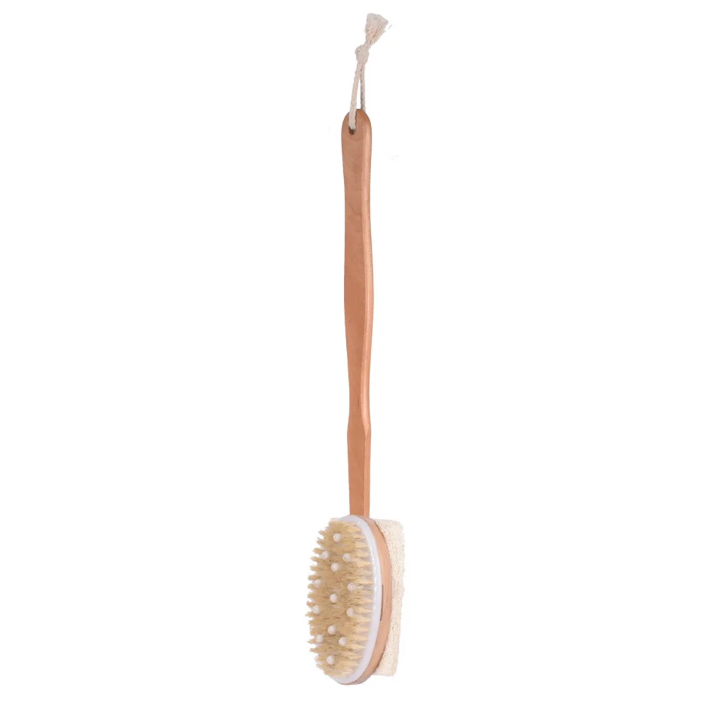 

Wooden Bath Brush Natural Bristles Long Handle Body Massager Exfoliating Dry Skin Brush Stimulate Circulation Spa Shower