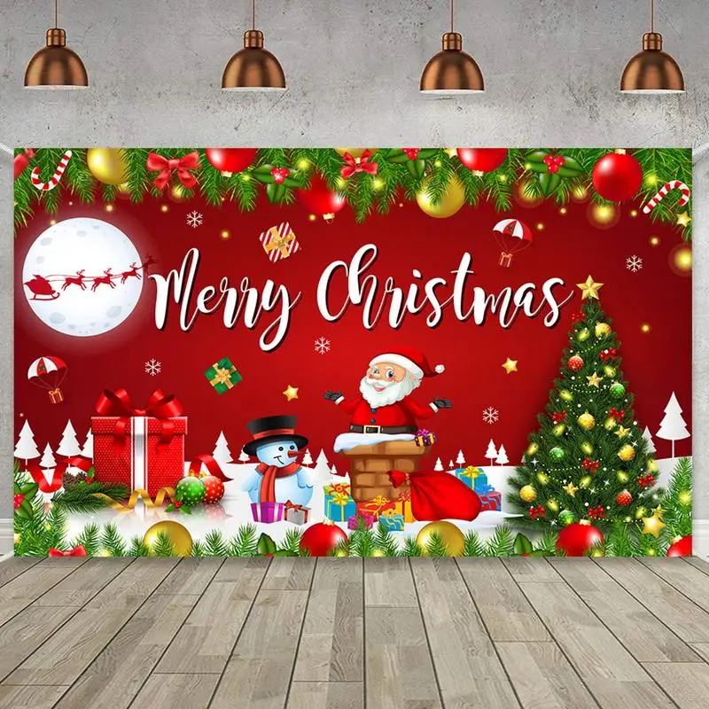 180x110cm Christmas Banner Decoration Red Santa Claus Photo Banner Christmas Backdrop New Year Decoration Christmas Ornament