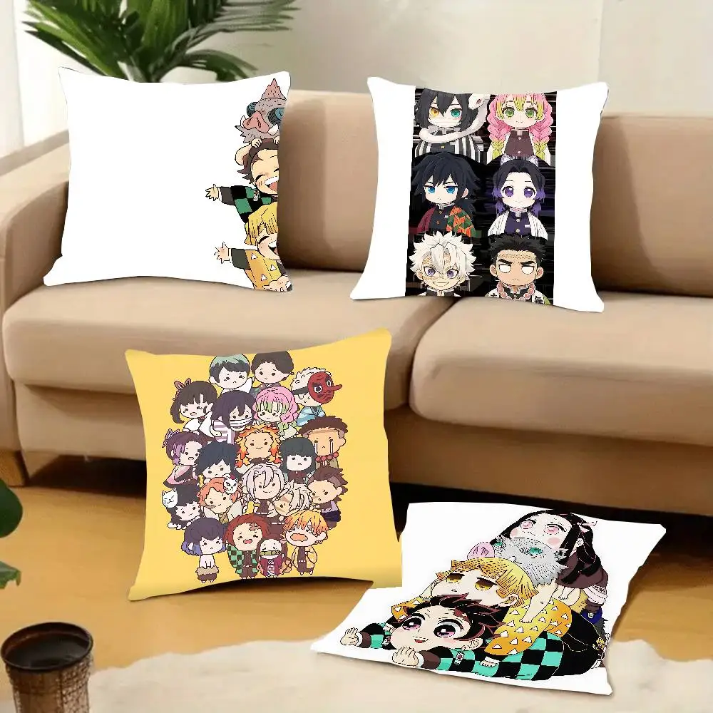 1PC Hot Anime Comics Demon Slayer Pillow Case Square  Bedroom Sofa Leisure Comfort Cushion Car Home Decoration