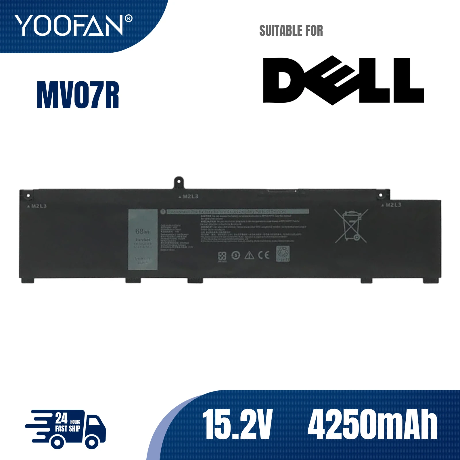 YOOFAN Original MV07R 266J9 Laptop Battery For DELL G3 15 3590 3790 3500 3700 G5 5500 5505 SE 5000 Series Notebook 72WGV W5W19