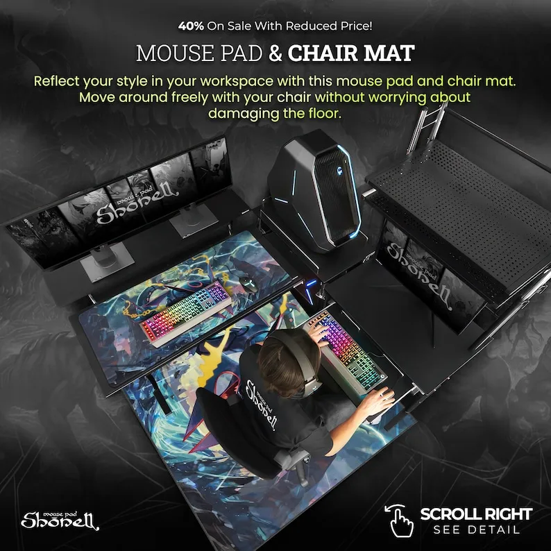 لوحة ماوس Mega Rayquaza - تصميم Primal Sky Battle مع Dragon الأسطوري، وسجادة مكتب ألعاب Pokémon، وفكرة هدية أنيمي ملحمية