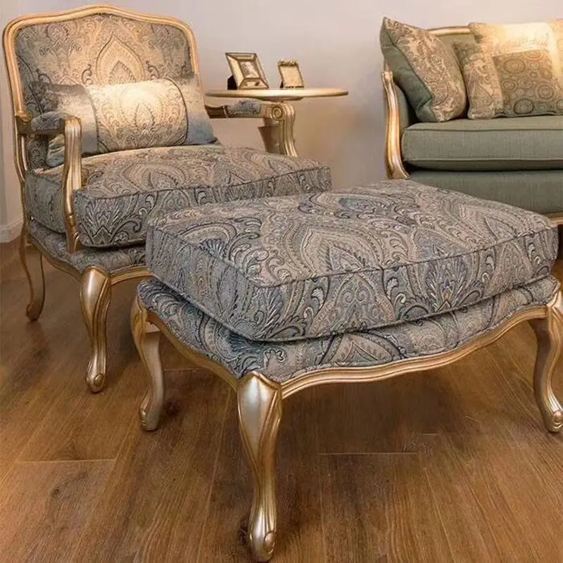 a1 rural solid wood fabric single sofa chair French living room leisure tiger retro negotiation chair Superior Workmanship