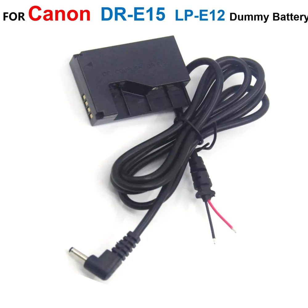 

DR-E15 DC Coupler With DIY Cable LP-E12 LPE12 Fake Battery For Canon ACK-E15 EOS-100D Kiss x7 EOS Rebel SL1 SX70HS