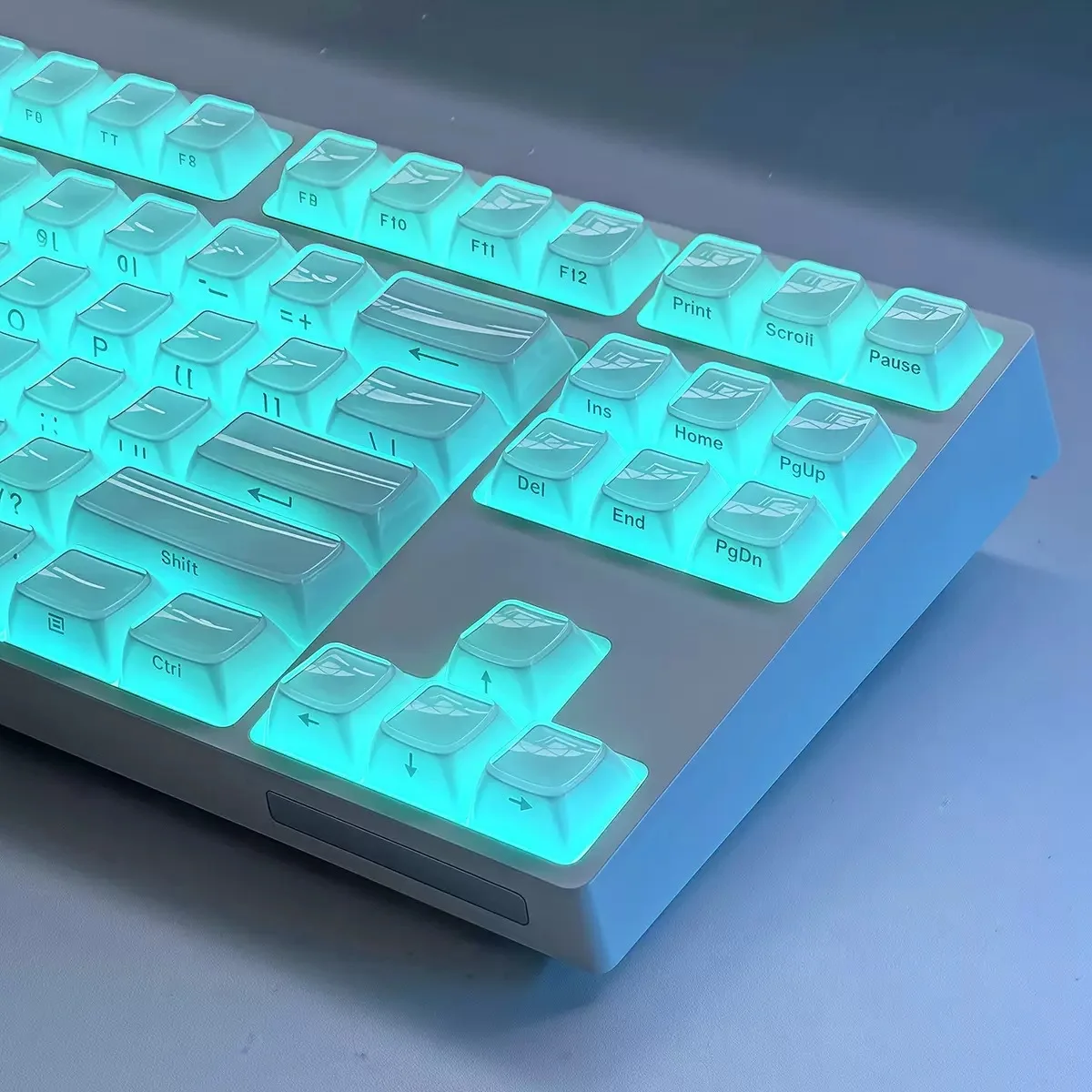 136 teclas branco jello cristal claro pc keycaps duplo tiro onda mágica lado-iluminado abs keycaps perfil asa para mx switches teclado