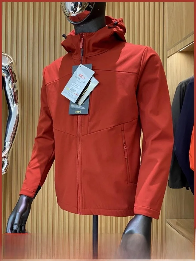 

Thiened Fce осенне-зимняя куртка для мужчин, водонепроницаемое ветрозащитное мягкое пальто с капюшоном, теплая повседневная верхняя одежда, пальто