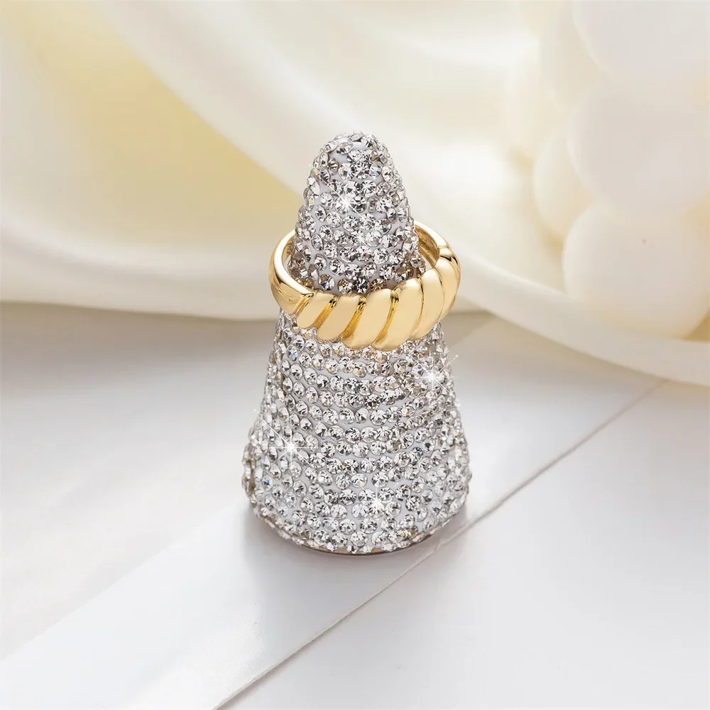 Soportes de exhibición de anillos de madera maciza de diamante brillante, estante de joyería, soportes de anillos en forma de cono, soporte de escaparate de anillos de un solo dedo