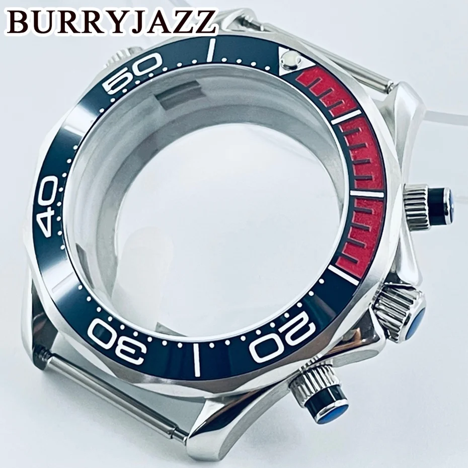 41mm Seamaster 300 Watch Case Fit VK63 VK64 Multy-Functional Quartz Chronograph Silver Watch Case Sapphire Glass