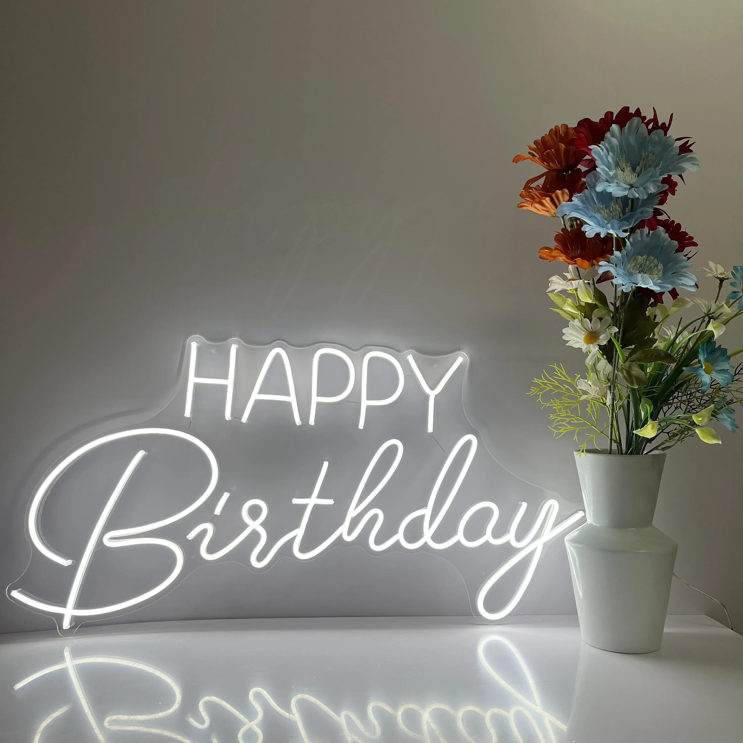 Feliz aniversário sinal de néon grande led sinal de luz personalizado presente festa aniversário sinal de néon decoração da parede alta lnsign