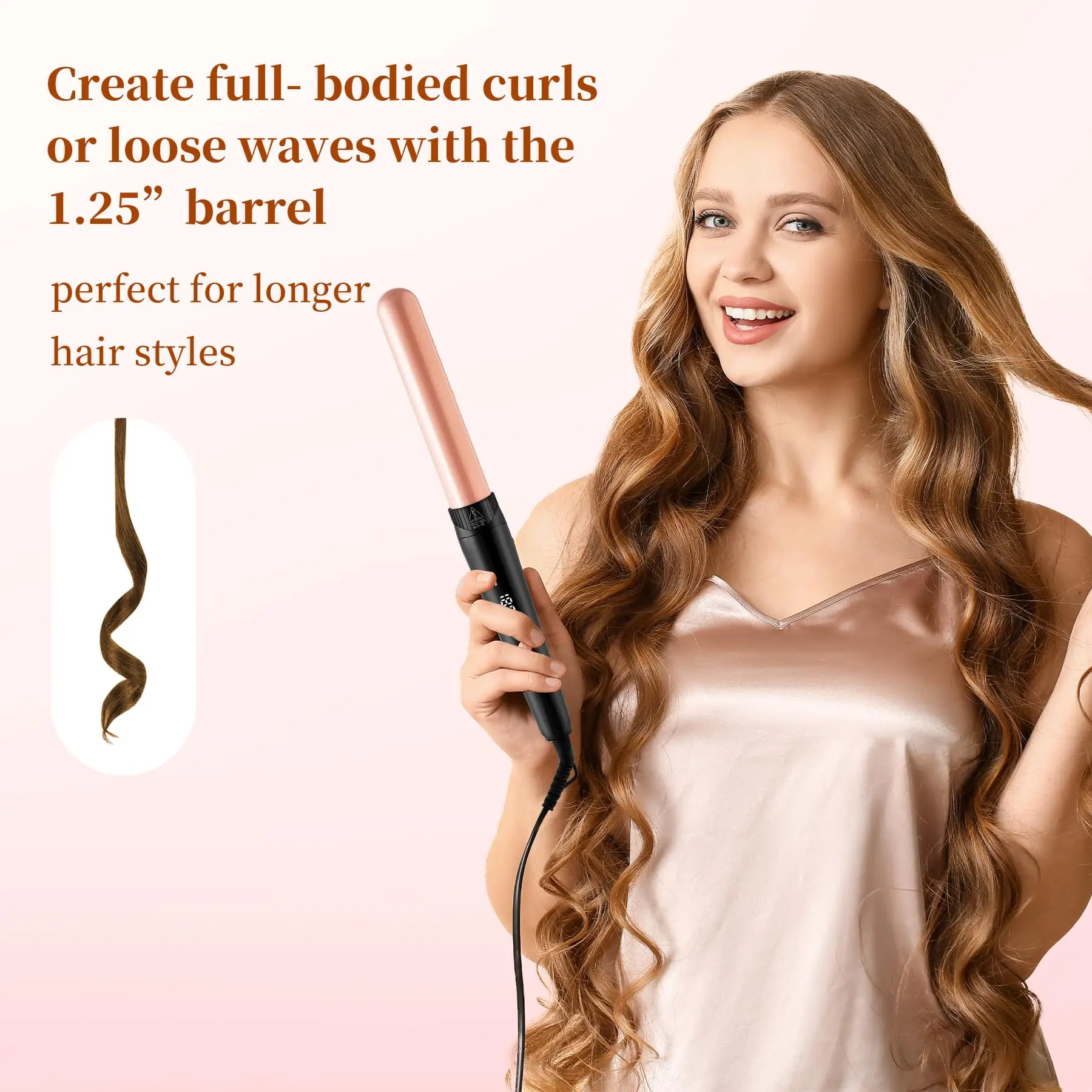 5-in-1 curling iron, curling iron set, with interchangeable ceramic bucket (0.35-1.25 inches), instant heating, dual voltage