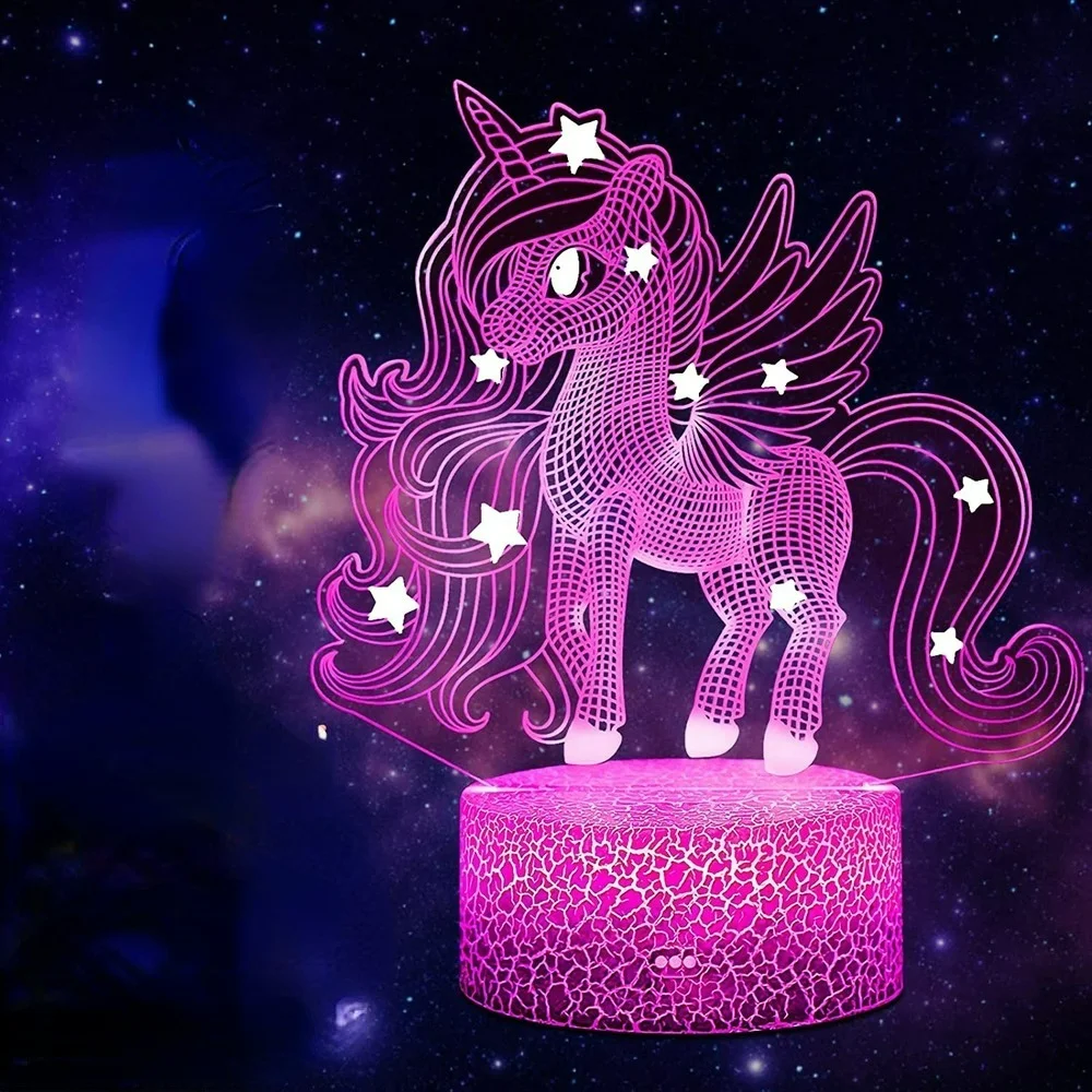 Nighdn Unicorn Night Light for Kids 3D Illusion Unicorn Lamp Birthday Gifts for Girls  Bedroom Decoration LED Nightlight  Lamp