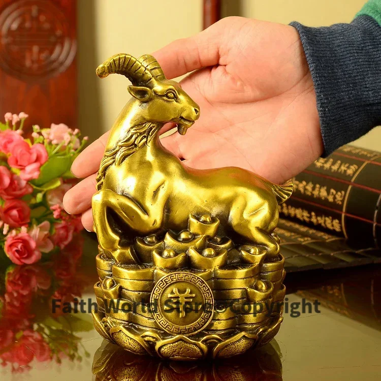 Auspicious fortune Golden sheep # OFFICE HOME efficacious Money Drawing Talisman auspicious sheep FENG SHUI Brass statue