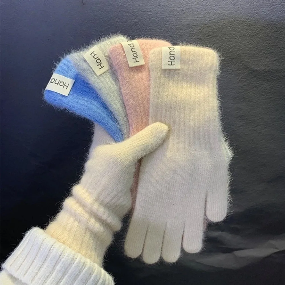 Full Finger Women Winter Warm Gloves Candy Colors Elasticity Touch Screen Knitted Gloves Protection From Cold Windproof