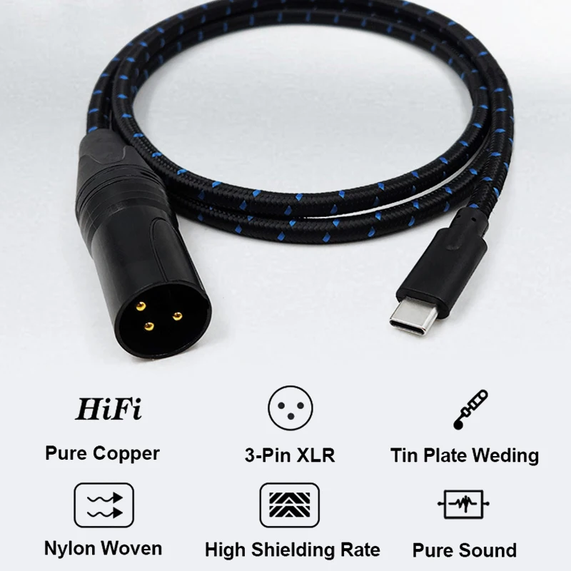 5m Type-C To 3-pin XLR USB-C Cable Audio Mixing Consoles Speakers Amplifiers Accessories For HIFI For Iphone Smart Phones Laptop