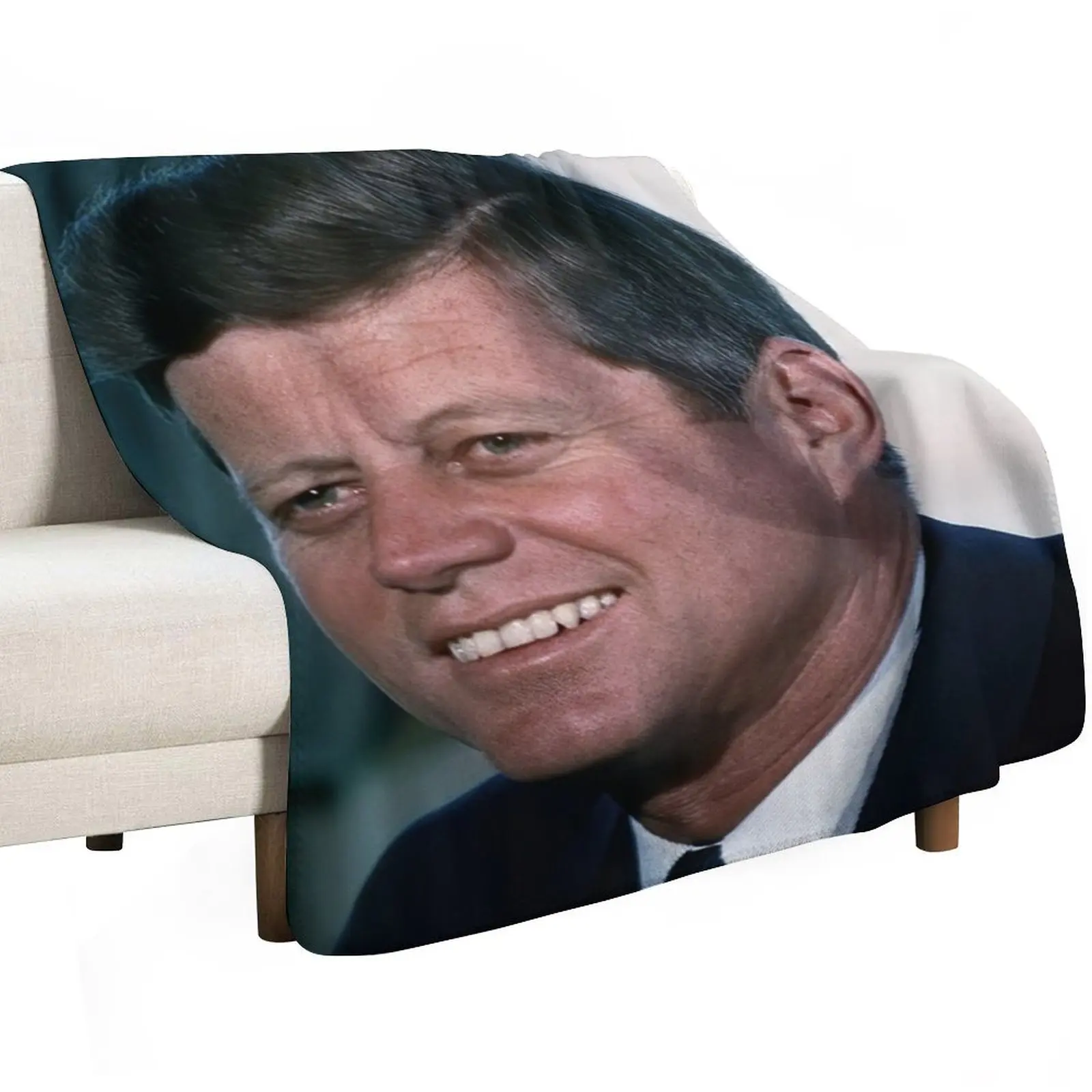 John Kennedy JFK Portrait Throw Blanket Thin Soft Blanket for Summer Night Sleeping