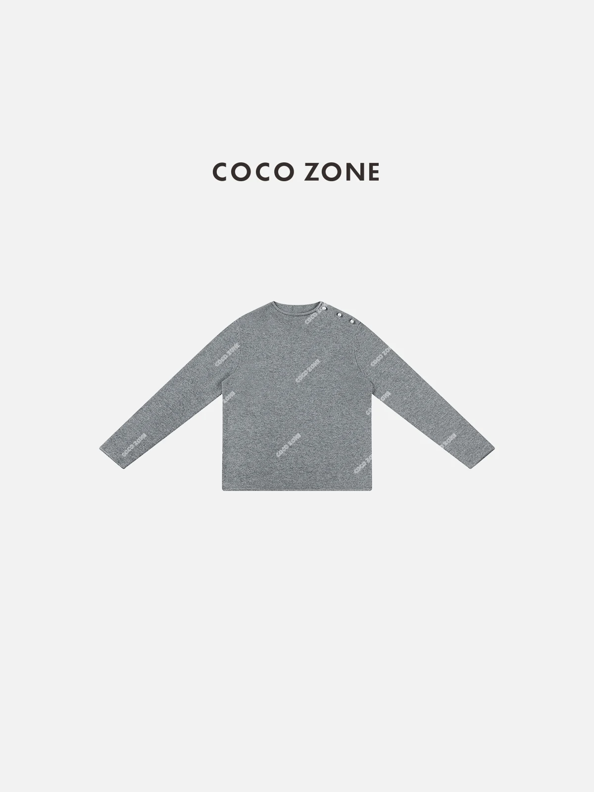 

Zone Pearl Button Side 00 Wool Roll T-irt Commute Sle Slim Fit Pure Color Long Sve round Ne Regular Length