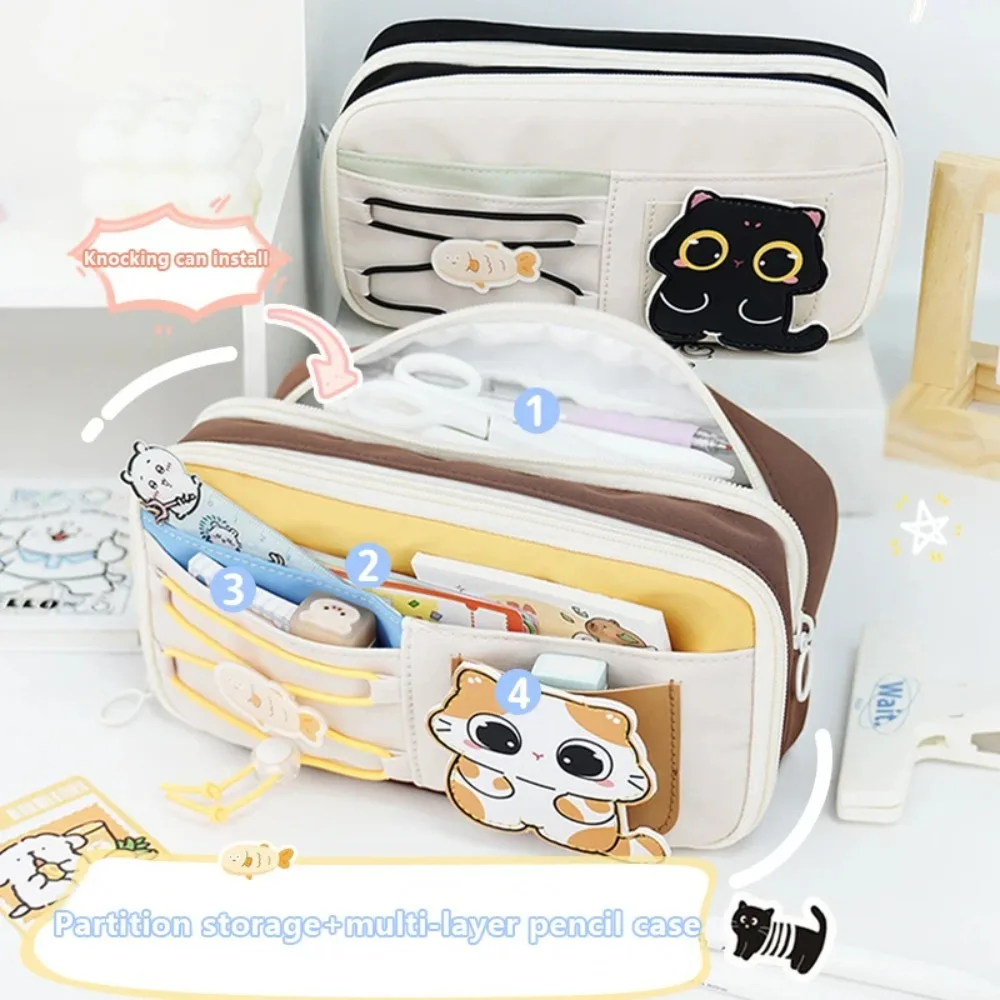 9 طبقة لطيف الفتيات مقلمة الجمالية الحيوان Kawaii الحالات المدرسية الحقيبة المحمولة سعة كبيرة مقسم حقيبة صندوق الطالب