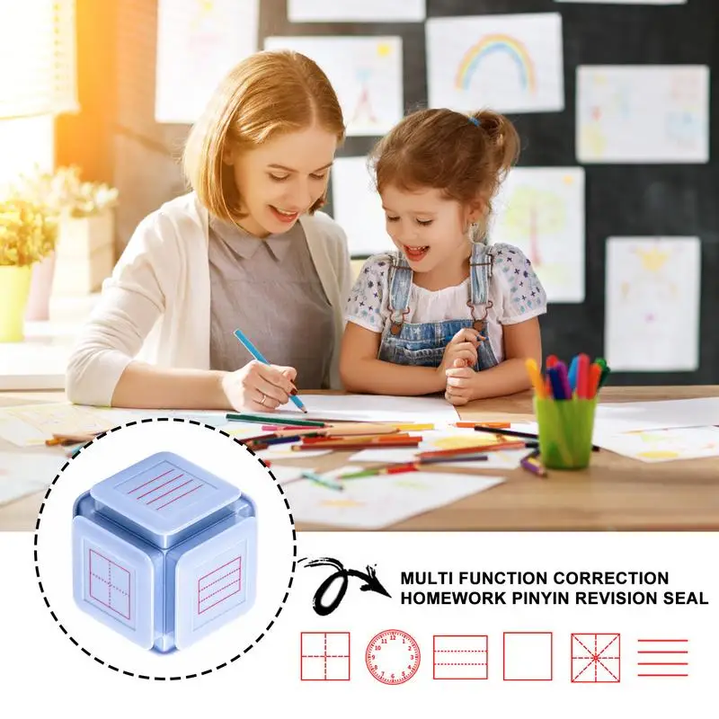 Teacher Stamp Tool Portable School Self-Inking Stamps With Ink Business Paper Work Text Stamps For Kids Adults Teachers