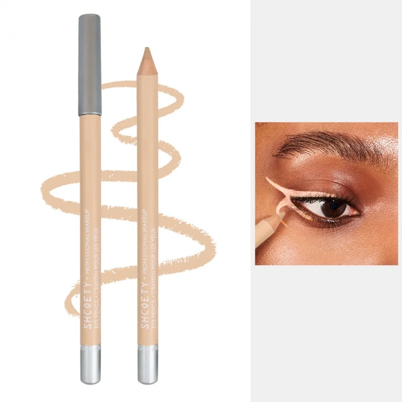 Shcoetywaterproof eyeliner con palo in legno non vertiginoso matita per sopracciglia a prova di striscio di lunga durata accovacciato baco da seta cosm a doppio uso