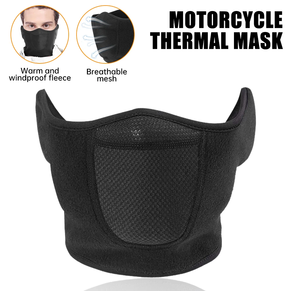 Masker hangat sepeda motor musim dingin, masker bulu domba tahan angin, masker setengah wajah luar ruangan berkemah memancing berlari bersepeda penutup wajah pelindung telinga