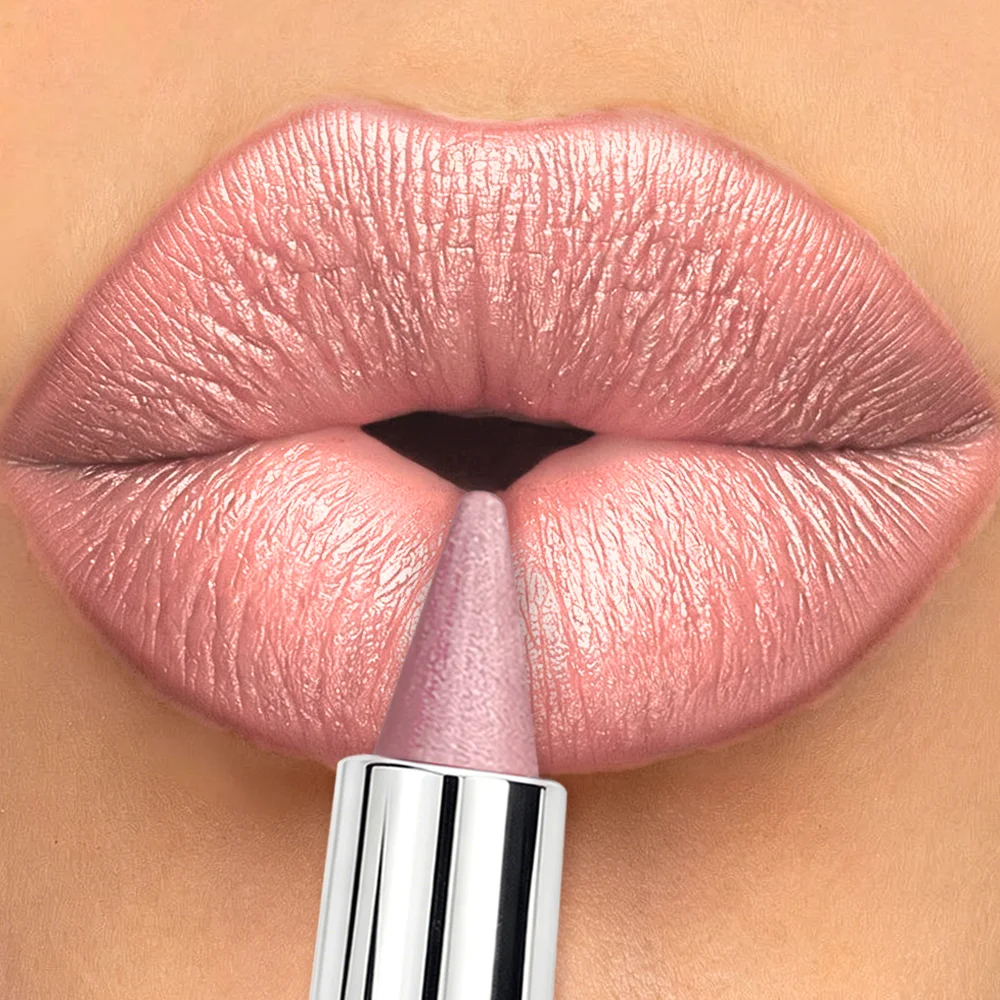 JUJU DREAM Metallic Pink Lipstick Frosted Lavender Lip Color Pearl Shimmer Silver Pink Glossy Lipstick Icy Chrome Lip Makeup