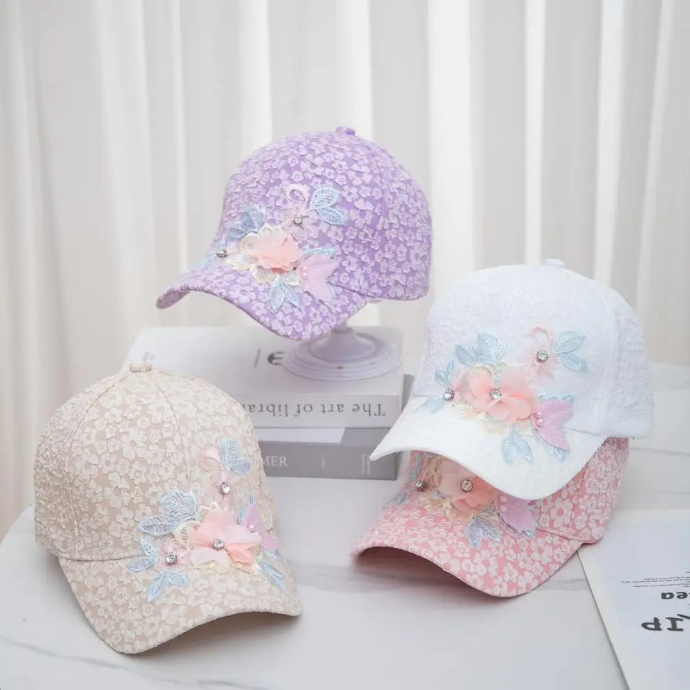 New Chinese Style Baseball Cap Embroidered Phoenix tail Lace flower  Duckbill Cap Fashionable Sun Protection Versatile Sun Hat