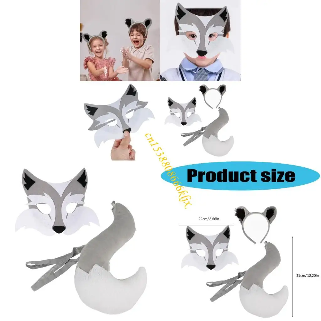 

3Pcs Animal Fancy Costume Accessories Wolf Cosplay Halloween Costumes 3Pcs 066C