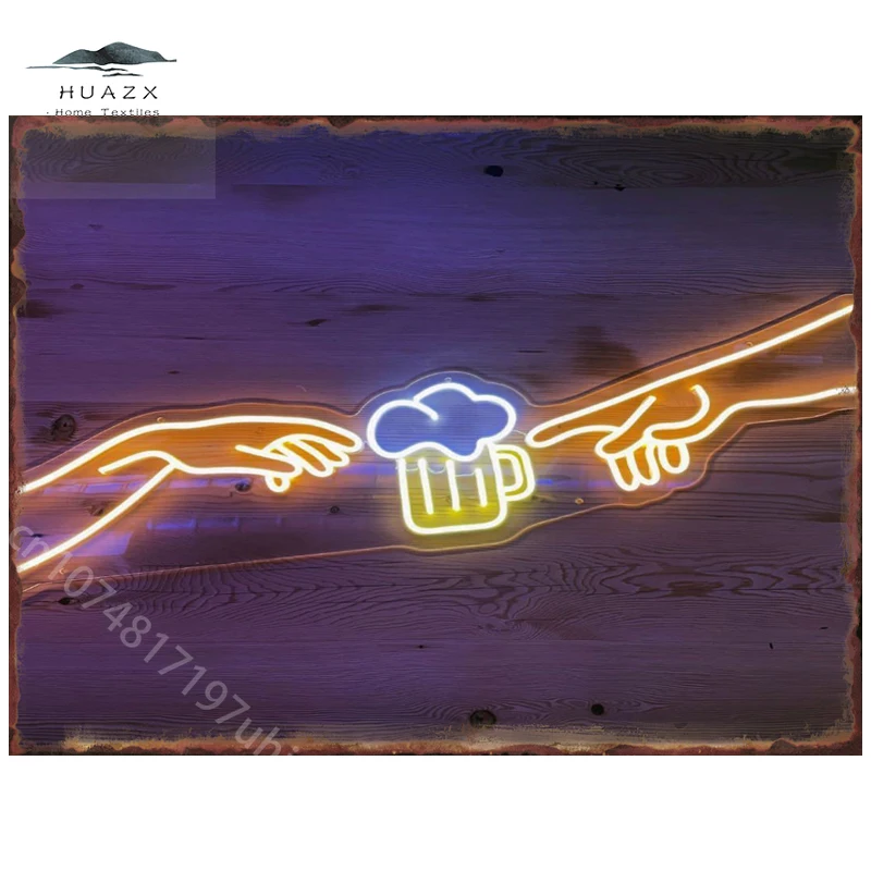 Neon Bar Beer Metal Tin Signs for Home Kitchen Wall Art Decoration Hallway Party Street Plaques Vintage Posters Club Cafe Plate