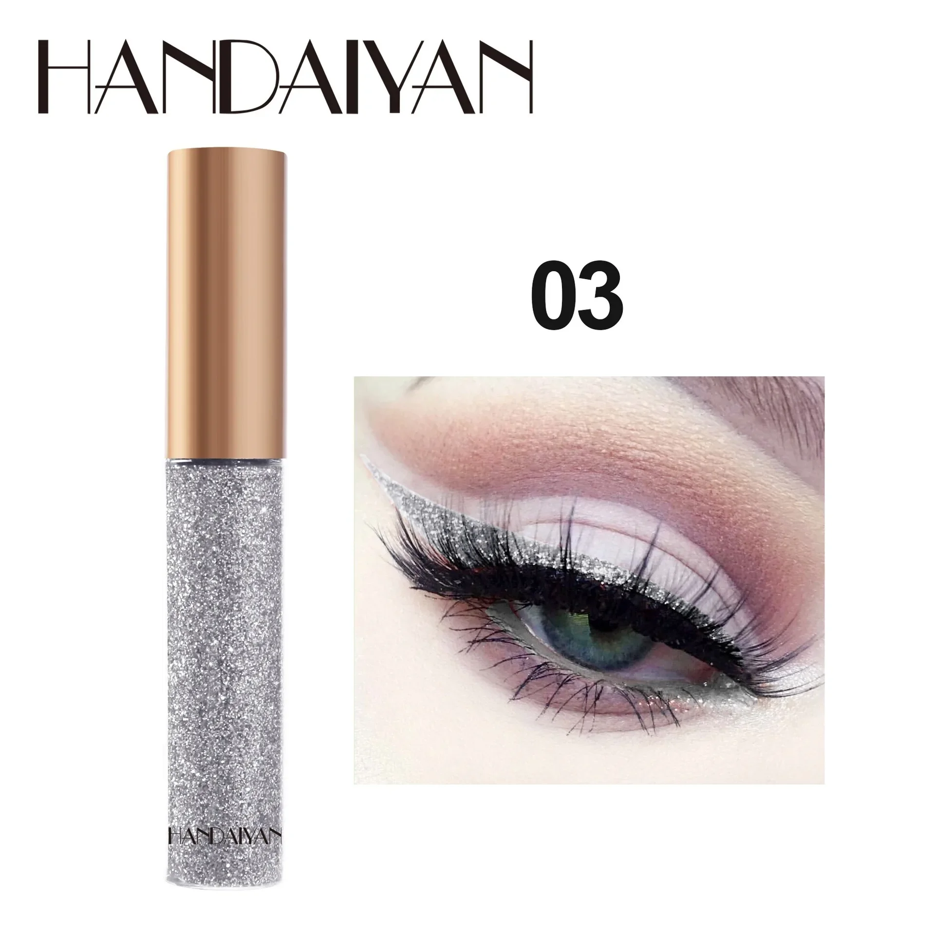 HANDAIYAN Glitzer-Flüssig-Eyeliner-Stift Funkelndes Hochglanz-Pigment Bühnen-Diamant-Lidschatten Langanhaltend Wasserfest Augen-Make-up – Detail 23