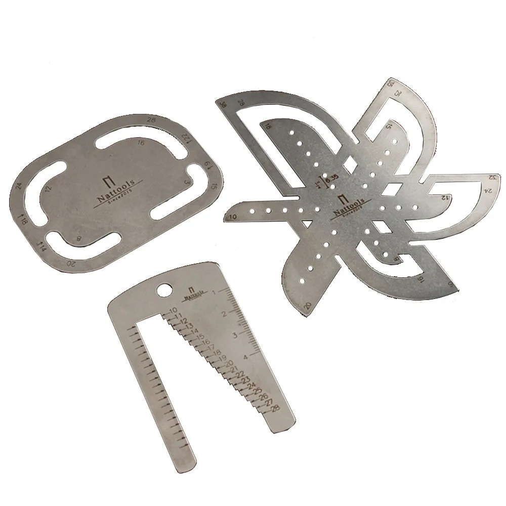 Nattools cinturino in pelle misura Stencil Template cinturino in acciaio inossidabile righello di misurazione Set di strumenti calibro angolare per