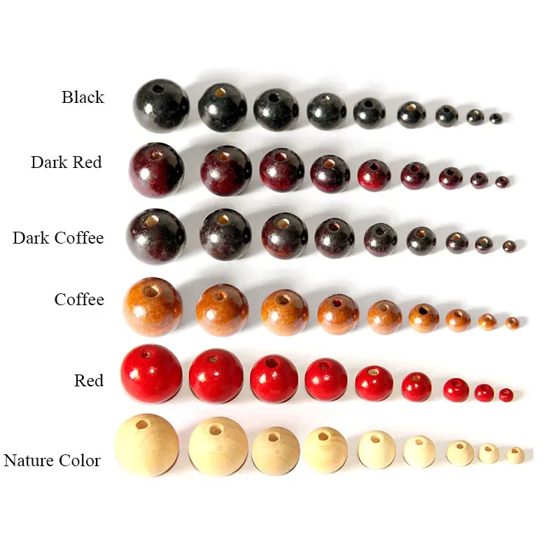 4-20mm 8-500pcs Wood Beads Spacer Loose Wooden Craft Beads Red Black Coffee Wood Beads For Necklace Bracelet DIY Craft Making