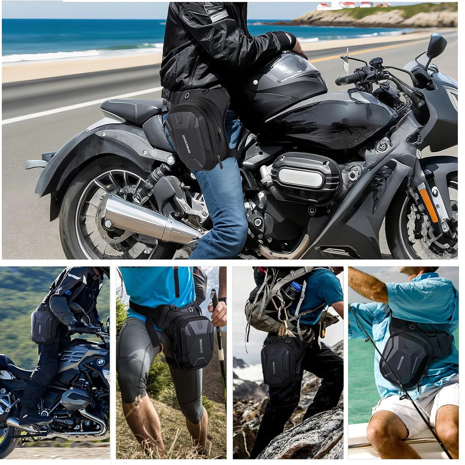 

Motorcycle Leg Side Bag with Mesh Bag Hard Shell Motorbike Bag Breathable Multifunctional Gaiter Bags Mountaineering Sling Bag