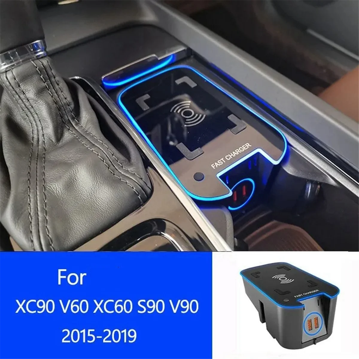 

Модифицированное Беспроводное зарядное устройство Holde для смартфона XC90 S90 XC60 S60 2015-2020 Индукционная Беспроводная Быстрая зарядка