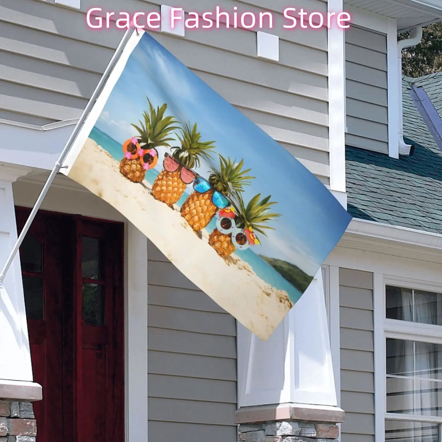 مضحك الأناناس على الصيف الشاطئ العلم 3x5 قدم في الهواء الطلق البوليستر حديقة العلم جهين راية لساحة الحديقة الشرفة شرفة المنزل