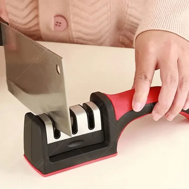Knife Sharpener Whetstone Sharpening Professional Multi-function 3 Stages Ceramic Sharpener for Kitchen Knife with Non-slip Base image 4