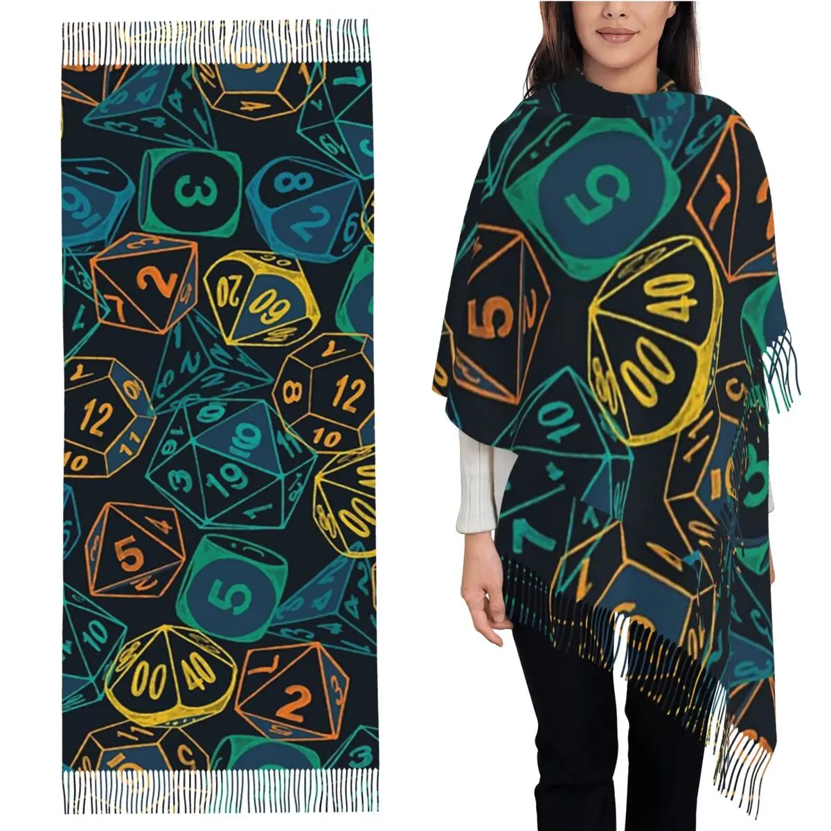 

Ролевые игры, бирюзовый кластерный шарф, шарфы с кисточками для женщин, мягкие теплые шали и накидки, длинная осенне-зимняя шаль