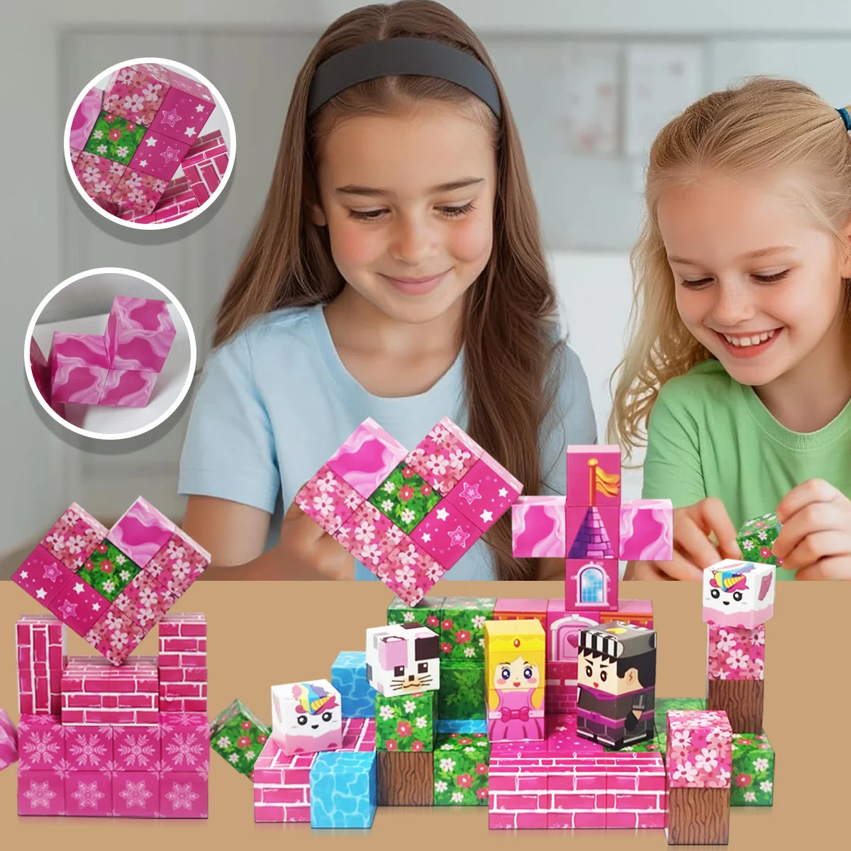 Magnetyczna zabawka księżniczka z bajki, zestaw magnetycznych klocków do budowania fantasy miasta, odpowiedni dla chłopców i dziewcząt, prezent na Boże Narodzenie i urodziny