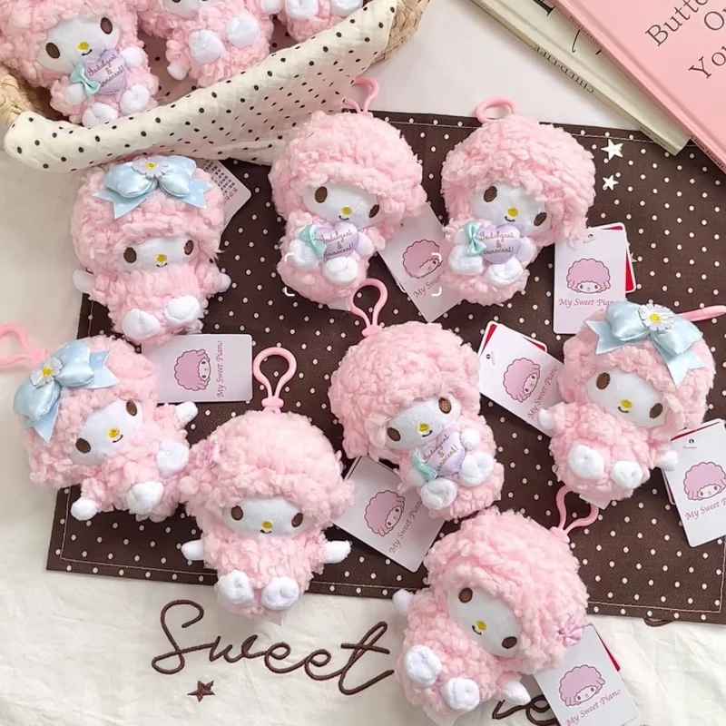 Nouveau mignon mon doux Piano peluche poupée belle Anime rose nœud papillon mon doux Piano agneau sac à dos pendentif peluche jouet cadeau