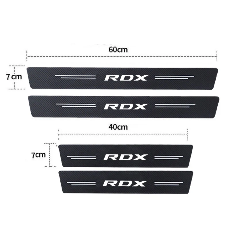 Car Door Sill Edge Protective Strips for Acura RDX Logo 2021 2022 2023 Carbon Fiber Rear Threshold Trunk Bumper Gurad Stickers