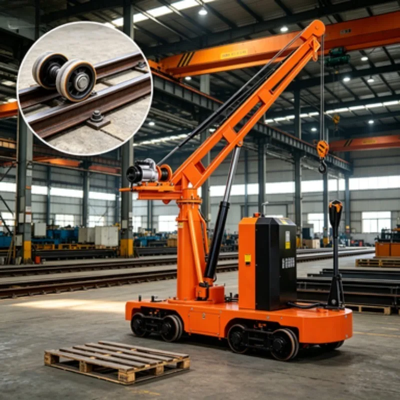 Automatic Crank Arm Stacker with Electric Hoist – 500kg Lifting Capacity, Self-Propelled Portable Floor Crane for Truck Loading