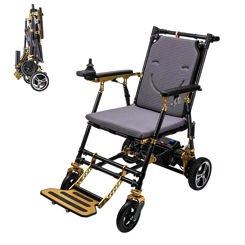 

Portable Carbon Fiber Power Wheelchair With Noiseless Brushless Motors Electromagnetic Brake Smart Electric Wheelchair