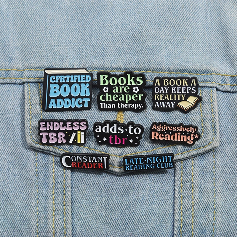 Reader Late Night Reader Club Pin Lapel Badges Cartoon Jewelry Gift for Kids Friends Endless TBR Enamel  Brooch Custom Constant