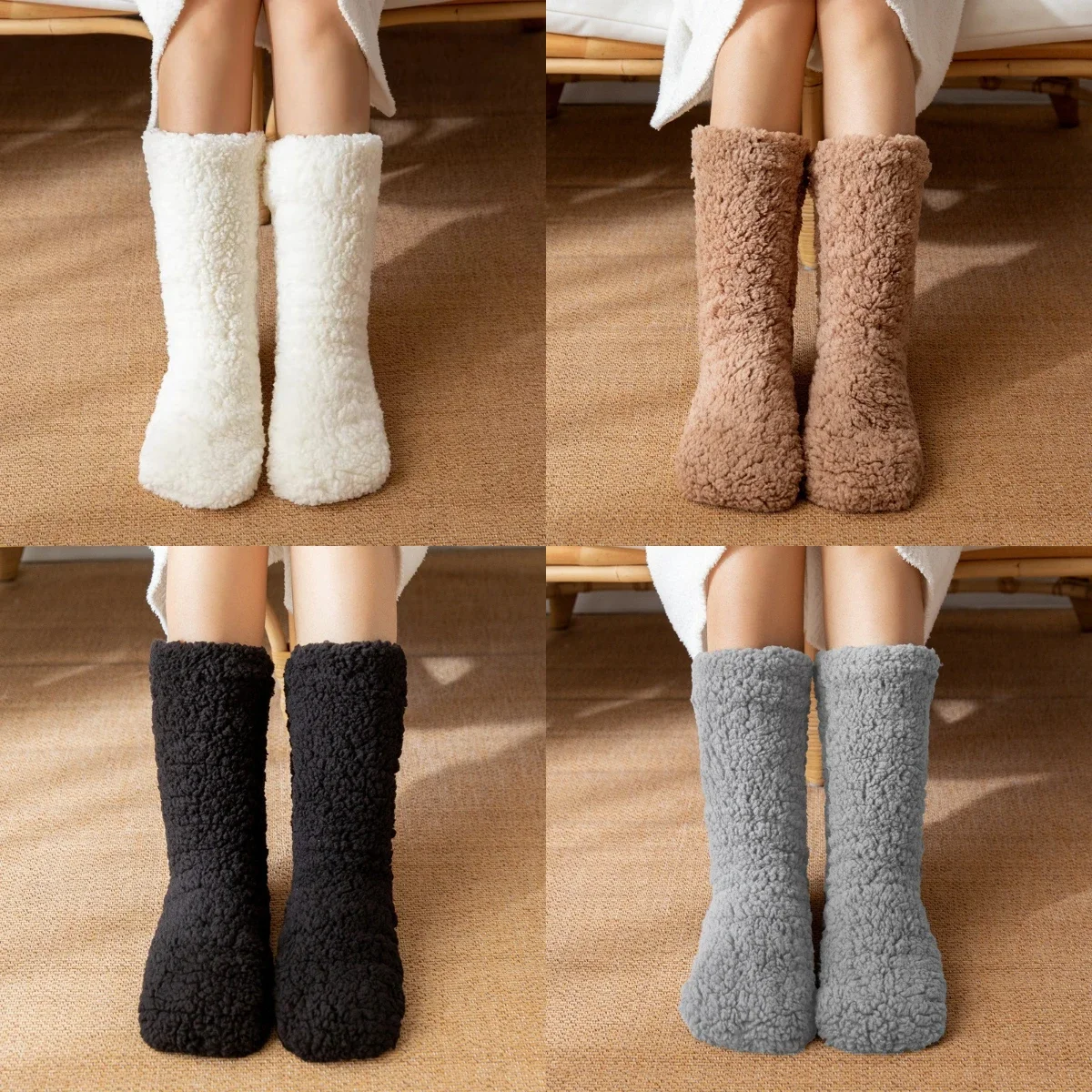 Thickened Winter Women Thermal Cashmere Socks Floor Socks Women's Carpet Home Plus Socks Velvet Sleep Socks Slippers Leg Cover