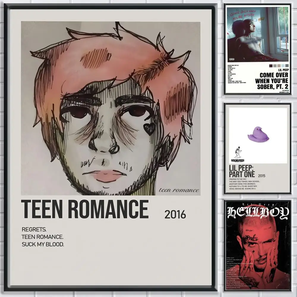 مغني الراب L-Lil Peep ألبوم اللوحة الخط قماش HD جدار ديكور فني ملصق داخلي لتزيين غرفة المنزل