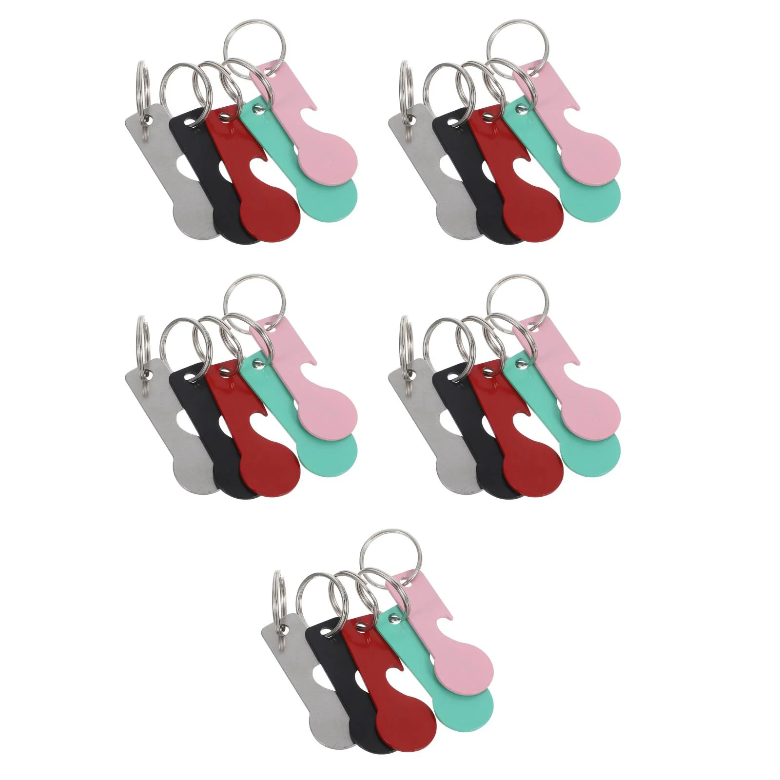 

25 Pcs Portable Stainless Steel Shopping Cart Coin Keychain for Grocery Trolley Token Release and Key Holder Metal Shopping Car